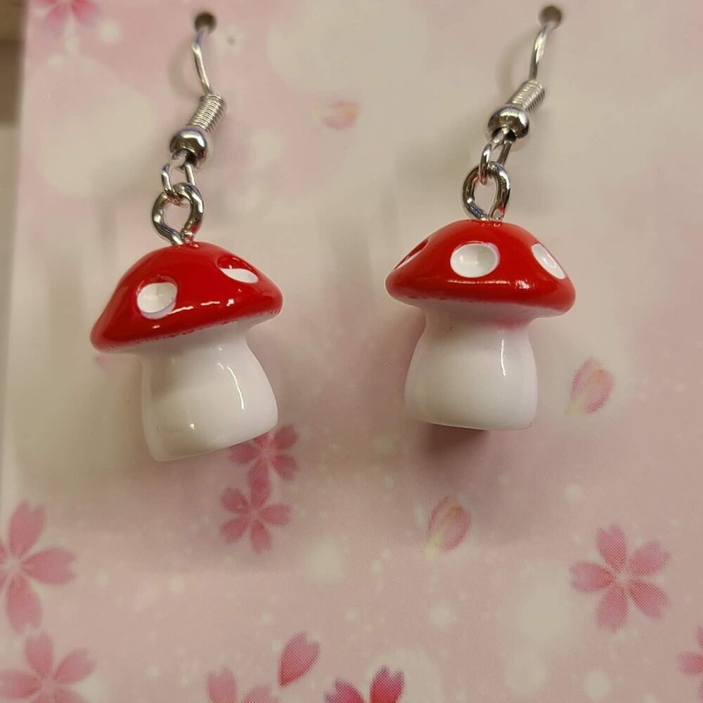 Red and White Mushroom Earrings